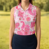 Maxcorners Pink Paisley Floral Pattern Golf Shirt, Golf Tops For Women, Hawaiian Golf Shirt, Women’s Golf Apparel LM1507