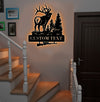 Maxcorners Personalized Elk Hunting Metal Sign WITH LED/WITHOUT LED Light Deer Forest Scene Custom Name Rifle Wall Art Hunter Gift LM0110