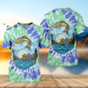 Maxcorners Bear Fishing Green And Purple Cool Tie Dye Patterns Fishing UPF Shirts, Fishing Gifts For Men, Men's Fishing Shirt