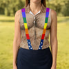 Maxcorners Funny Hairy Chest Rainbow Suspenders Golf Polo, Golf Shirts For Women, Women's Golf Apparel LM1507