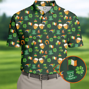 Maxcorners Everyone Is Irish Today Shamrock St Patrick's Day Dark Green Golf Shirt, Polo Shirts For Men, Golf Shirts For Men