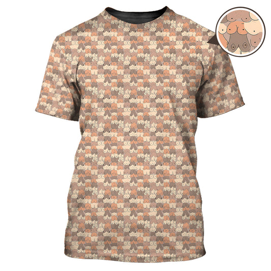 Maxcorners Pattern Golf Polos,  Boob Design Funny Golf Shirt for Men, Crazy Golf Shirts