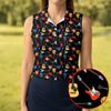 Maxcorners Electric Guitar Pattern Black Golf Shirt, Women’s Golf Polo, Golf Shirts For Women, Printed Golf Shirt LM1507