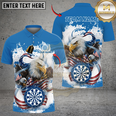 Maxcorners Darts Eagle Flag Patriot Blue Personalized Name Shirt