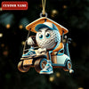 Maxcorners Blue Golf Ball Driving Golf Cart Acrylic Ornament, Golf Xmas Ornaments, Golf Christmas Gifts, Cool Golf Gift LM1611
