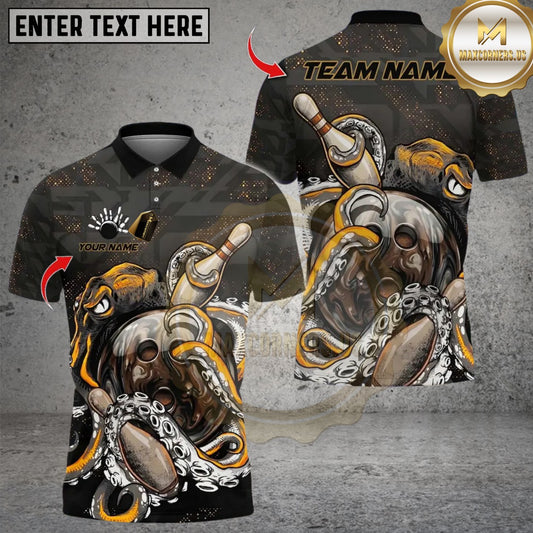 Maxcorners Bowling Octopus Wrapped Around Multicolor Customized Name, Team Name 3D Shirts