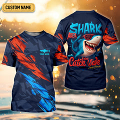 Maxcorners Shark Fishing Shirt, Shark Area Surf's Up The Catch Wave, SPF Shirt For Men, Gift For Fisherman