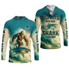Maxcorners Bigfoot's New Ride Shark Surfing Fishing UPF Shirts, Funny Fishing Shirt, Presents For Fishermen