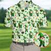 Maxcorners Happy St Patrick's Day Gnomes Shamrock Golf Shirt, Men's Funny Golf Shirts, Golf Shirts For Men
