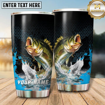Maxcorners Fishing Tumbler Black Blue Double Catch Honeycomb Design Personalized Name Tumbler (13 Species)