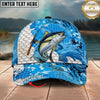 Maxcorners Fishing Rod Blue Scale Pattern Personalized Name 3D Cap (12 Fish Species)