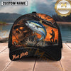 Maxcorners Fishing Epic Sunset Fishing Skull with Dramatic Angler and Boat Scene Personalized Name 3D Cap (13 Fish Species)