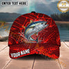 Maxcorners Fishing Red Geometric Splash Pattern Personalized Name 3D Cap (12 Fish Species)