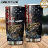 Maxcorners Fishing Tumbler Rustic Patriotic Flag Design Personalized Name Tumbler (13 Species)