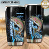 Maxcorners Fishing Tumbler Black Blue Vertical Splash Design Personalized Name Tumbler (13 Species)
