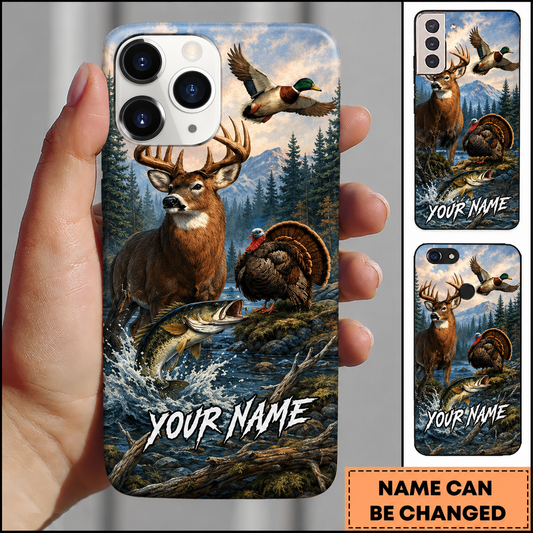 Maxcorners Blue River Snowy Mountain Wildlife Customized Name Fishing Phone Case