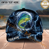 Maxcorners Fishing Thunder Moon Lightning Personalized Name 3D Cap (12 Fish Species)