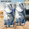 Maxcorners Fishing Tumbler White Blue Halftone Splash Design Personalized Name Tumbler (13 Species)