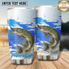 Maxcorners Fishing Tumbler Blue Watercolor Brush Design Personalized Name Tumbler (13 Species)