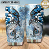 Maxcorners Fishing Tumbler Blue White Camouflage Silhouette Design Personalized Name Tumbler (13 Species)