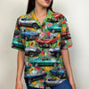Maxcorners Personalized Classic Car Hawaiian Shirt, Tropical Fruit Pattern, Custom Photo Car Aloha Shirts (Up to 5 photos)