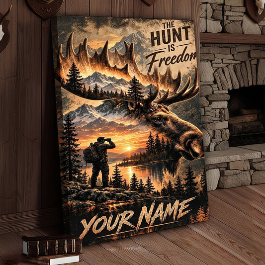 Maxcorners Moose Hunting Red Sun Snowy River Personalized Canvas Wall Art