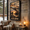 Maxcorners Moose Hunting Red Sun Snowy River Personalized Canvas Wall Art