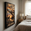 Maxcorners Moose Hunting Red Sun Snowy River Personalized Canvas Wall Art
