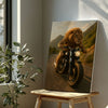 Maxcorners Biker Lion Canvas Badass Motorcycle Animal Wall Art LM2611