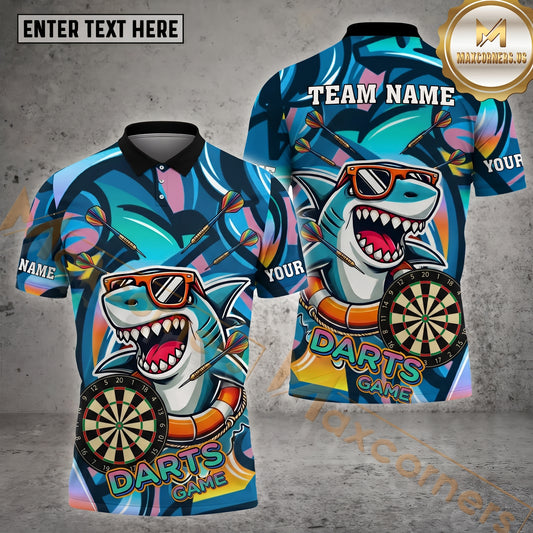 Maxcorners Shark Darts Colorful Graffiti Multiple Options Personalized Name, Team Name 3D Shirt