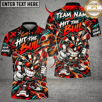 Maxcorners Darts Cartoon Bull & Hit The Bull Graphic Customized Name, Team Name 3D Shirts