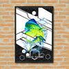 Maxcorners Mahi Mahi Fishing Tech Carbon Geometry Splash Design Personalized Name 3D Poster