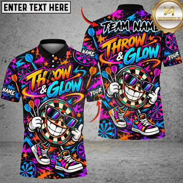 Maxcorners Darts Cartoon Bull & Throw & Glow Graphic Customized Name, Team Name 3D Shirts