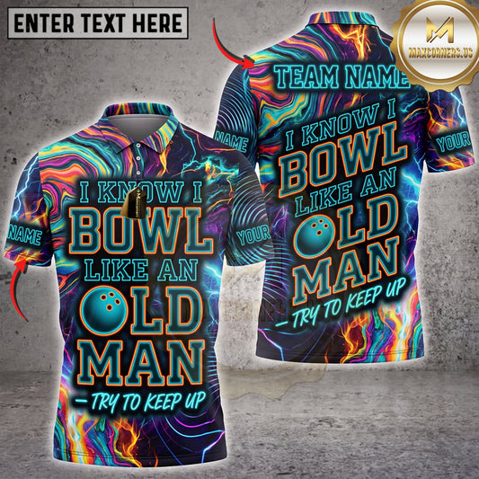 Maxcorners Bowling Retro Typography I Bowl Like An Old Man Personalized Name 3D Unisex Shirt