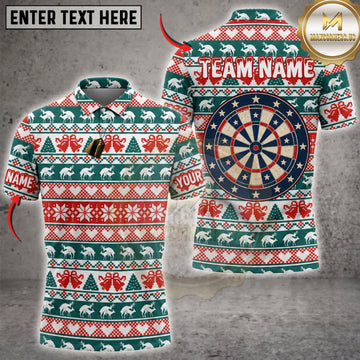 Maxcorners Darts Ugly Christmas Sweater Colorful Dartboard Personalized Name 3D Unisex Shirt