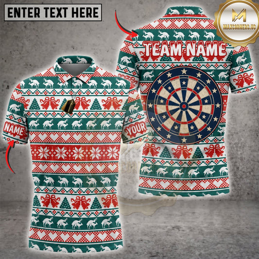 Maxcorners Darts Ugly Christmas Sweater Colorful Dartboard Personalized Name 3D Unisex Shirt