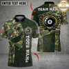 Maxcorners Billiards 8 Ball Punisher Skull Camo Round Logo Personalized Name Shirt (4 Colors)