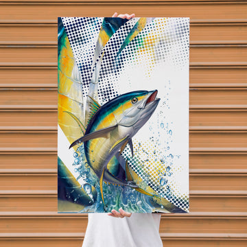 Maxcorners Tuna Fishing Halftone Dynamic Splash Design Personalized Name 3D Poster