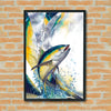Maxcorners Tuna Fishing Halftone Dynamic Splash Design Personalized Name 3D Poster