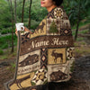 Maxcorners Personalized Hunting Cabin Life Fleece Blanket - Rustic Lodge Throw with Wildlife Design LM1611