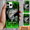 Maxcorners Neon Green Flame Black Background Art Personalized Name Phone Case (8 Fish Species)