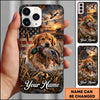 Maxcorners Duck Hunting German Wirehaired Pointer American Flag Sunset Marsh Personalized Name 3D Phone Case - Golden Retriever