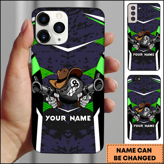 Maxcorners Billiards Green Cowboy 8 Ball Gunslinger Personalized Name Phone Case