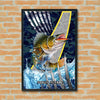 Maxcorners Walleye Fishing Tactical Camo Metal Splash Design Personalized Name 3D Poster