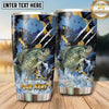 Maxcorners Fishing Tumbler Navy Gold Brush Splatter Design Personalized Name Tumbler (13 Species)
