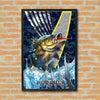 Maxcorners Largemouth Bass Fishing Tactical Camo Metal Splash Design Personalized Name 3D Poster
