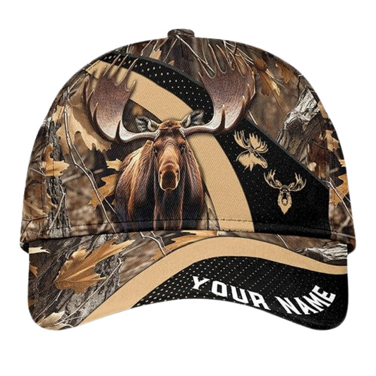 Maxcorners Personalized Moose Hunting Baseball Cap, Custom Moose Caps For Hunters LM0402