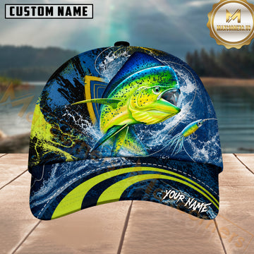 Maxcorners Fishing Mahi Mahi Neon Wave Lure Personalized 3D Cap