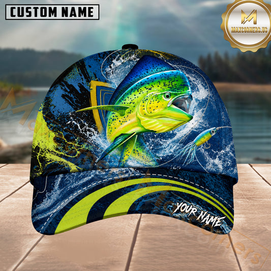 Maxcorners Fishing Mahi Mahi Neon Wave Lure Personalized 3D Cap