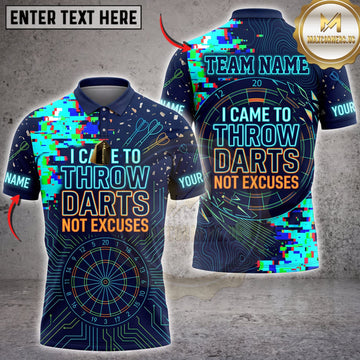 Maxcorners Darts Cyan Neon I Came To Throw Darts Not Excuses Personalized Name 3D Unisex Shirt
